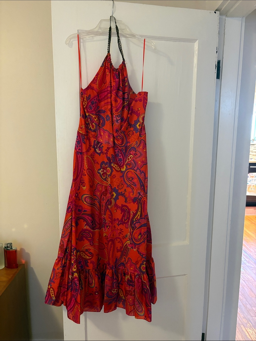 Lauren Ralph Lauren Red and Pink Paisley Halter Maxi Dress